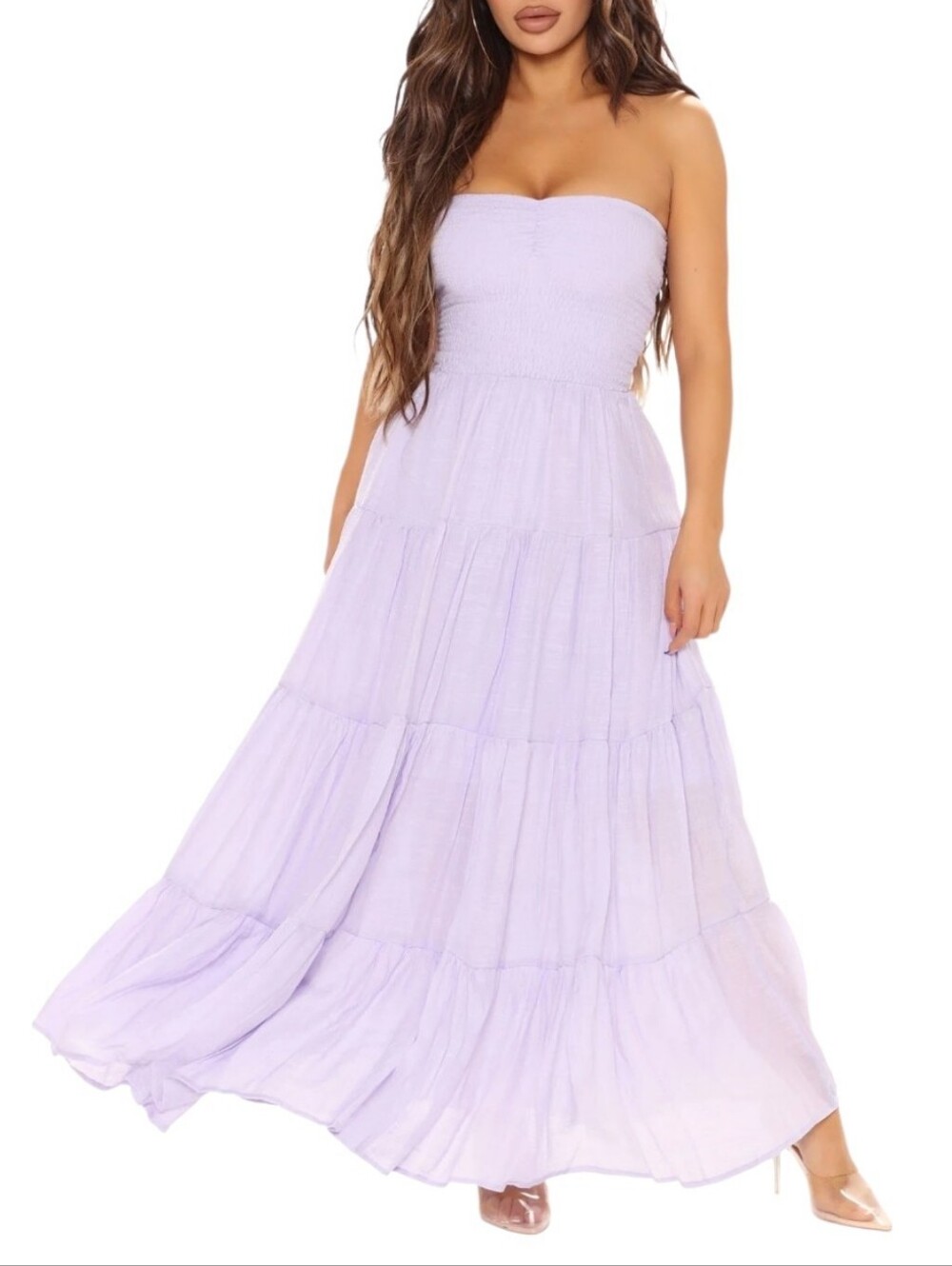 Fashion Nova Strapless Lavender Maxi Dress